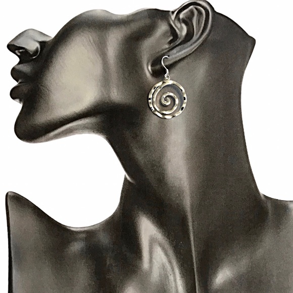 925 Silver Plated Swirl Earrings NWT - Picture 4 of 5